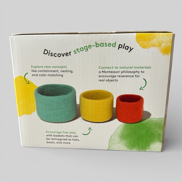 Lovevery Nesting Felt Baskets 3-piece set, designed for toddlers 13 Months NIB - Picture 2 of 5